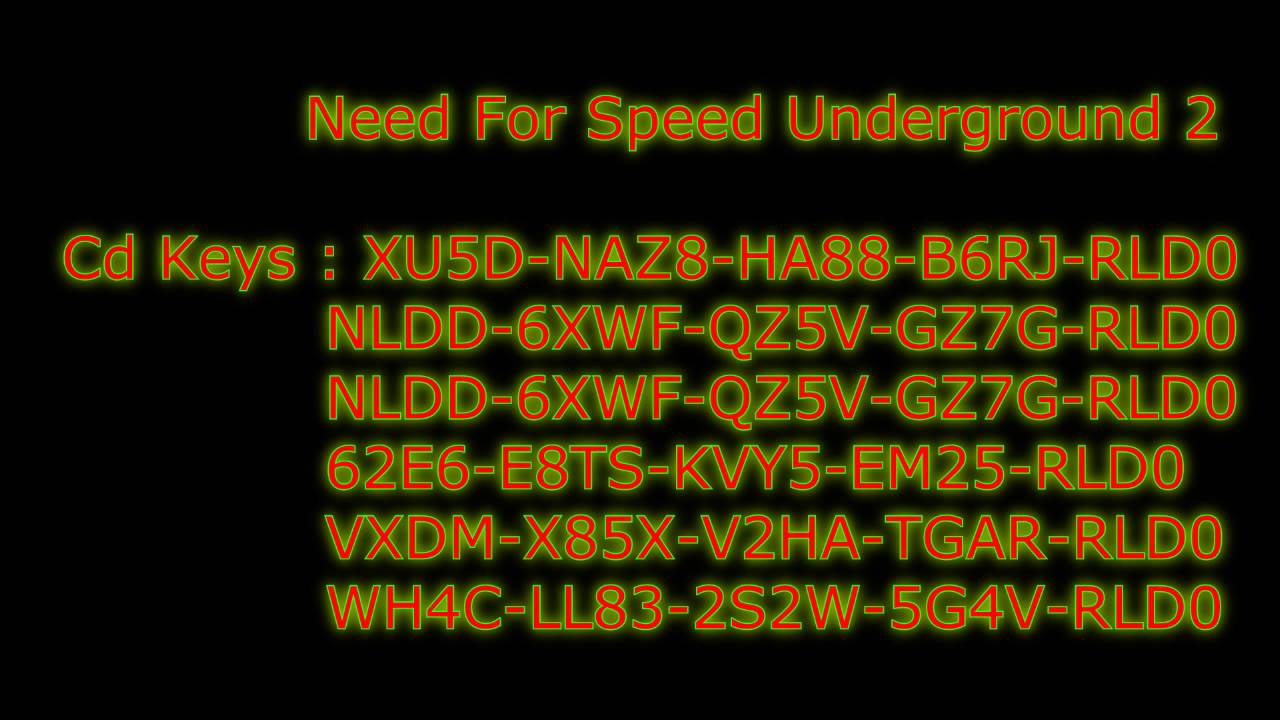 Need For Speed Underground 1 Serial Key